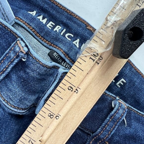 American Eagle Jeans Women 28x34* High Rise Skinny Kick Boot Blue Denim Tag 2 XL - Picture 15 of 16